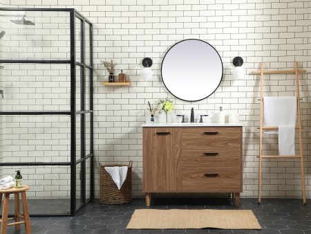 42 Inch Single Bathroom Vanity In Walnut Brown With Backsplash Online