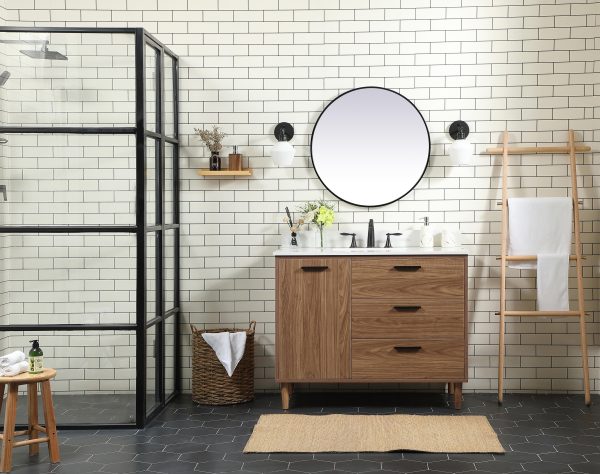 42 Inch Single Bathroom Vanity In Walnut Brown With Backsplash Online