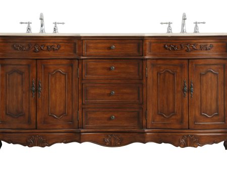 72 Inch Double Bathroom Vanity In Teak Hot on Sale