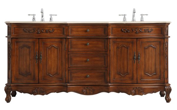 72 Inch Double Bathroom Vanity In Teak Hot on Sale