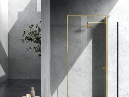 Fixed Framed Shower Door 35 X 76 Brushed Gold on Sale