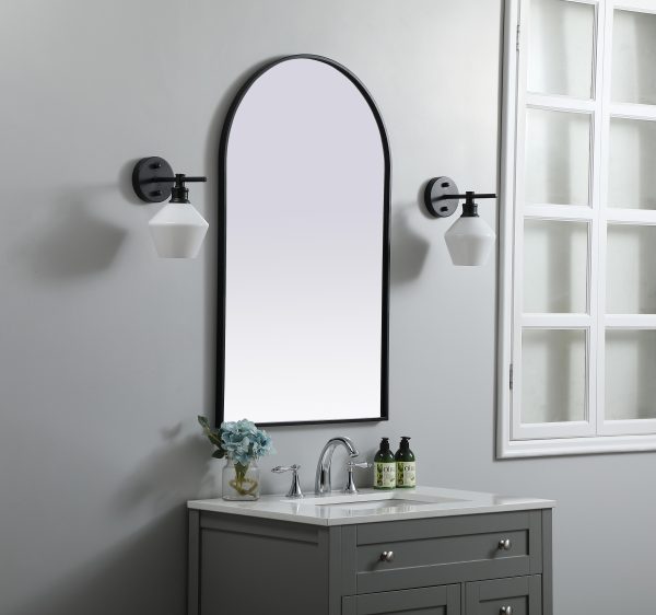 Metal Frame Arch Mirror 24X40 Inch In Black Fashion