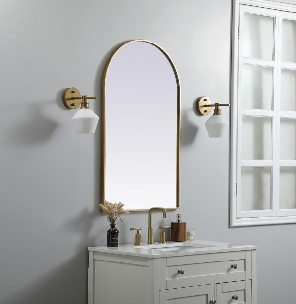 Metal Frame Arch Mirror 24X40 Inch In Brass Online Hot Sale