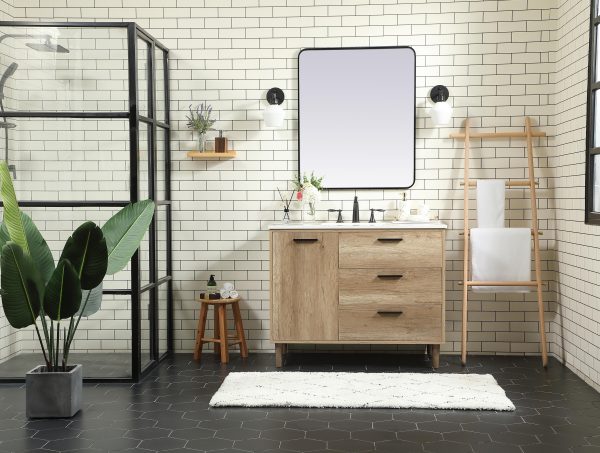 42 Inch Single Bathroom Vanity In Natural Oak For Sale