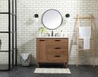 36 Inch Single Bathroom Vanity In Walnut Brown on Sale