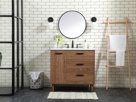 36 Inch Single Bathroom Vanity In Walnut Brown on Sale