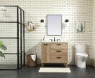 36 Inch Single Bathroom Vanity In Natural Oak With Backsplash For Discount