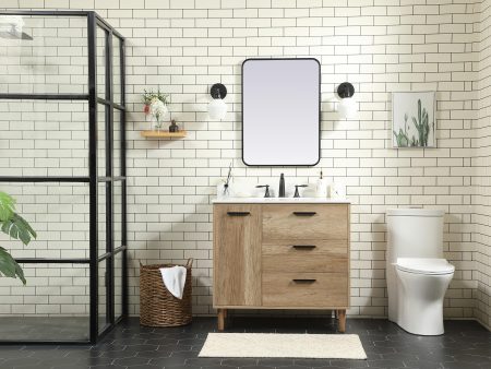 36 Inch Single Bathroom Vanity In Natural Oak With Backsplash For Discount