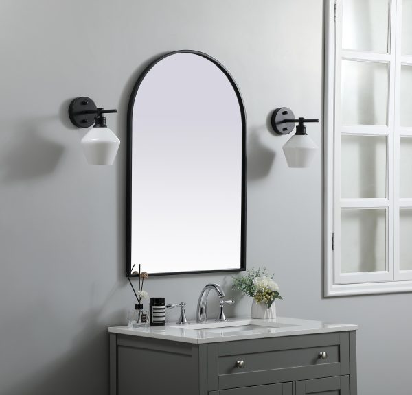 Metal Frame Arch Mirror 24X36 Inch In Black Discount