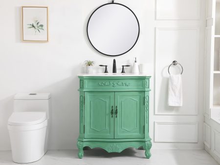 32 Inch Single Bathroom Vanity In Vintage Mint For Cheap