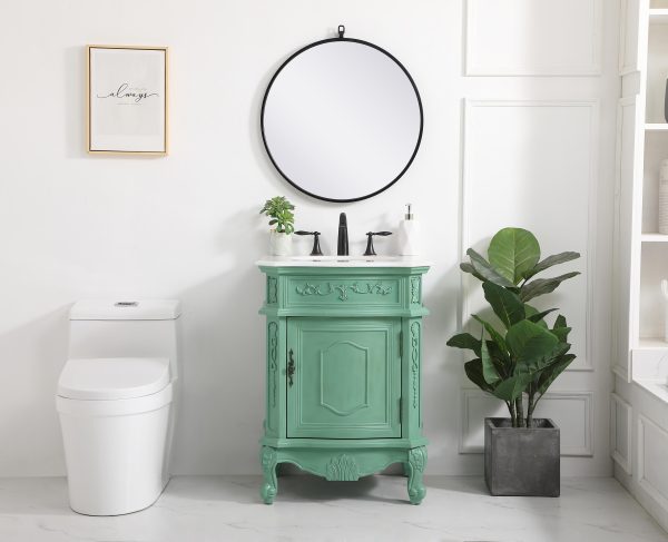 24 Inch Single Bathroom Vanity In Vintage Mint For Sale