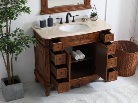 42 Inch Single Bathroom Vanity In Teak on Sale