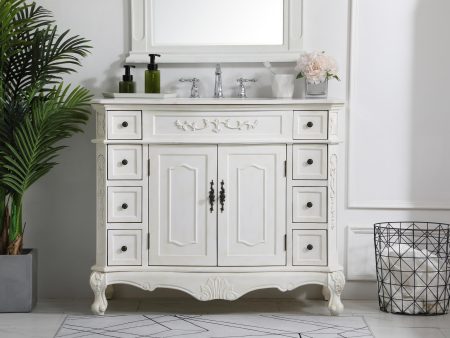 42 Inch Single Bathroom Vanity In Antique White Online Sale