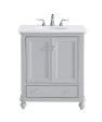 30 Inch Single Bathroom Vanity In Light Grey With Ivory White Engineered Marble Supply