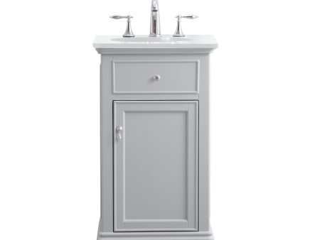 19 Inch Single Bathroom Vanity In Light Grey With Ivory White Engineered Marble Discount