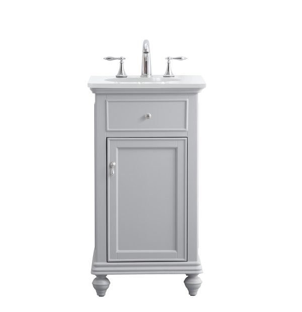 19 Inch Single Bathroom Vanity In Light Grey With Ivory White Engineered Marble Discount