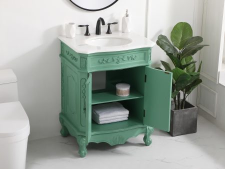 27 Inch Single Bathroom Vanity In Vintage Mint For Sale