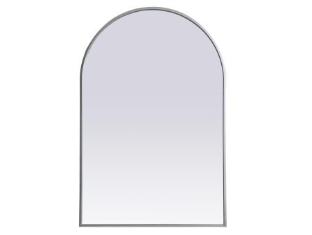 Metal Frame Arch Mirror 24X36 Inch In Silver Hot on Sale