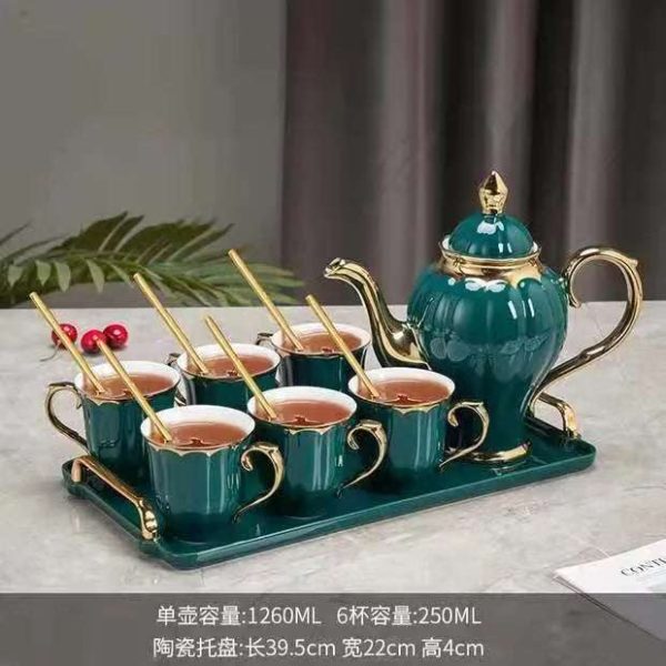 Ceramic Tea Set - Handmade Green Porcelain Teaware For Discount