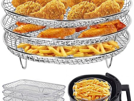 Stainless Steel Air Fryer Accessory Set with Three Stackable Racks and 10-Inch Liners Sale