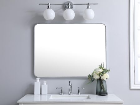 Soft Corner Metal Rectangular Mirror 27X36 Inch In Silver Cheap