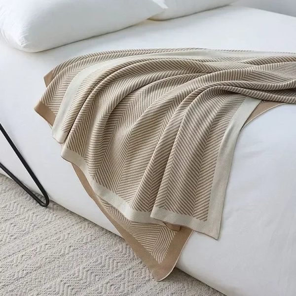 Nordic Stripe Knitted Blanket Throw for Sofa and Bed on Sale