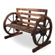 Rustic Wood Wagon Wheel Patio Bench - Charming Outdoor Farmhouse Seating Hot on Sale