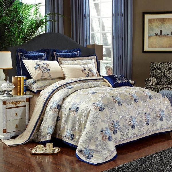 Luxury Jacquard Cotton Bedding Set - King Queen Size on Sale