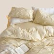 Lovey Cosy South Korea Accessible Luxury New Arrival Twisted Flower Washed Cotton Brushed Princess Cream Yellow Four-Piece Bedding Set For Cheap