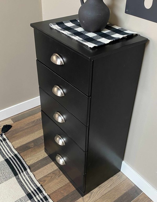 5 drawer storage in black texture For Discount