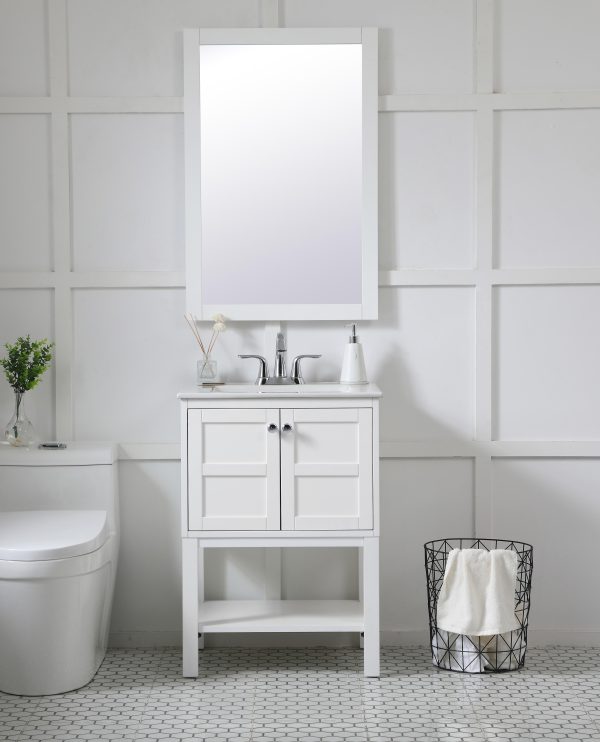 Aqua Rectangle Vanity Mirror 24 Inch In White Fashion