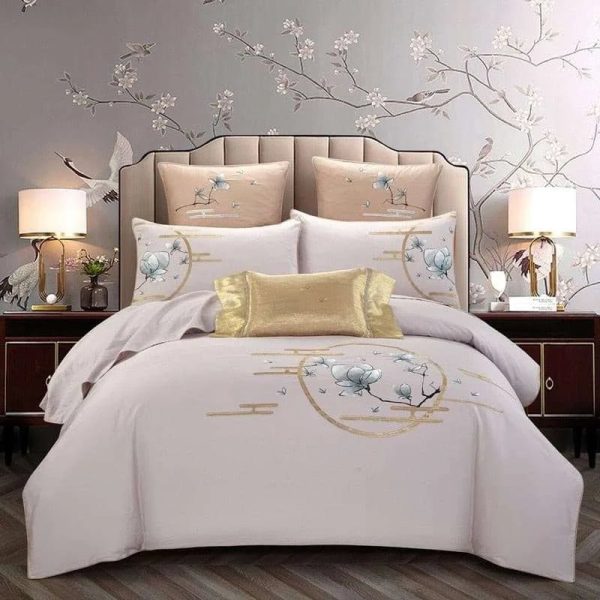 Landscape Scenery Embroidered Egyptian Cotton Bedding Set Cheap