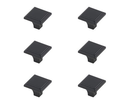 Wilow 1  Matte Black Square Knob Multipack (Set Of 10) on Sale