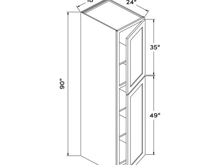 White Shaker 18 W x 90 H Pantry Cabinet by Craft For Sale