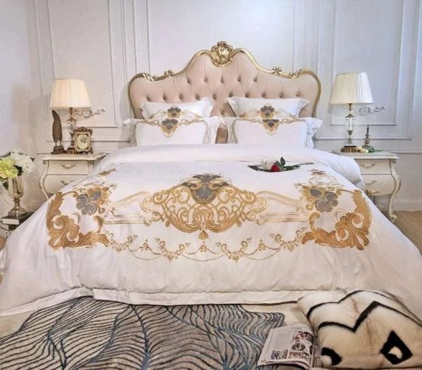 New Luxury embroidery Sheet Pillowcase and Duvet Cover Set Sale