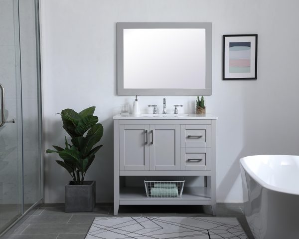 Aqua Rectangle Vanity Mirror 30 Inch In Grey Hot on Sale