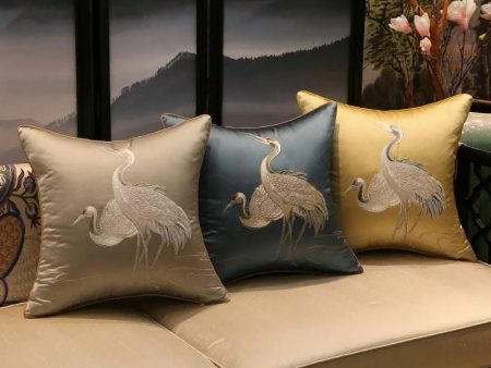 Crane Print Cushion Cover For Sale