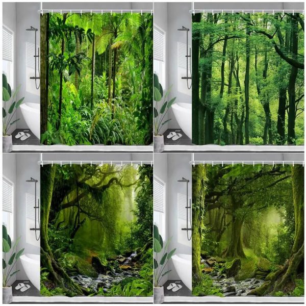 Nature Forest Landscape Shower Curtain - Eco-Friendly Rainforest Decor Online