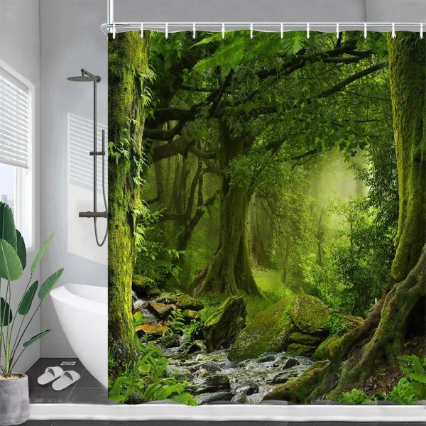 Nature Forest Landscape Shower Curtain - Eco-Friendly Rainforest Decor Online