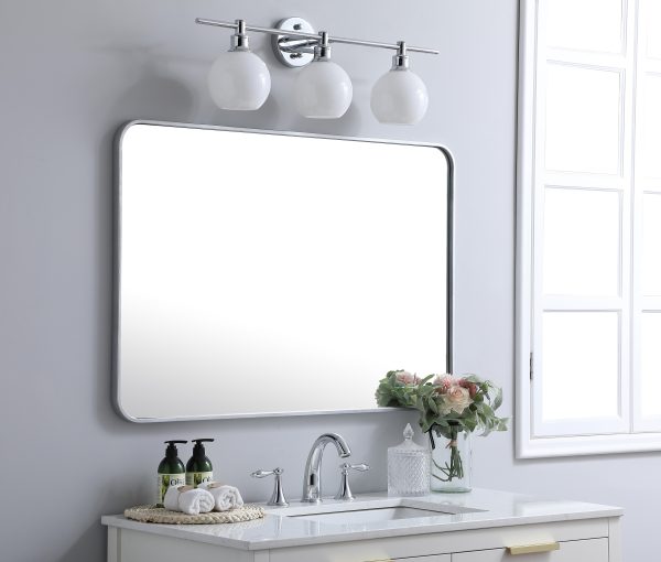 Soft Corner Metal Rectangular Mirror 27X40 Inch In Silver Supply