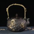 Opulent Dragon and Phoenix Gilt Iron Pot Cheap