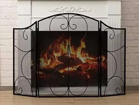 Vintage-Black Heavy Duty Fireplace Screen on Sale