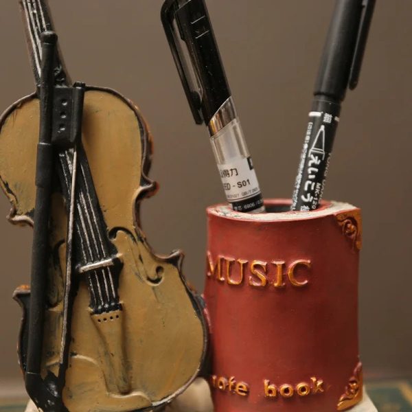 Retro Saxophone Violin Resin Pen Holder - Desk & Home Decor Hot on Sale