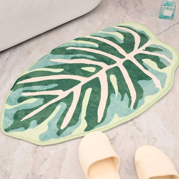 Modern Leaf Pattern Bathroom Toilet Waterproof Mat. Discount