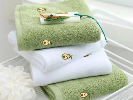 Women Bath Bathroom Embroidered Avocado Cotton Towel Face Towel Adult Soft Absorbent Fashion