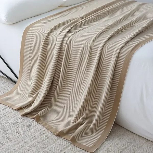 Nordic Stripe Knitted Blanket Throw for Sofa and Bed on Sale