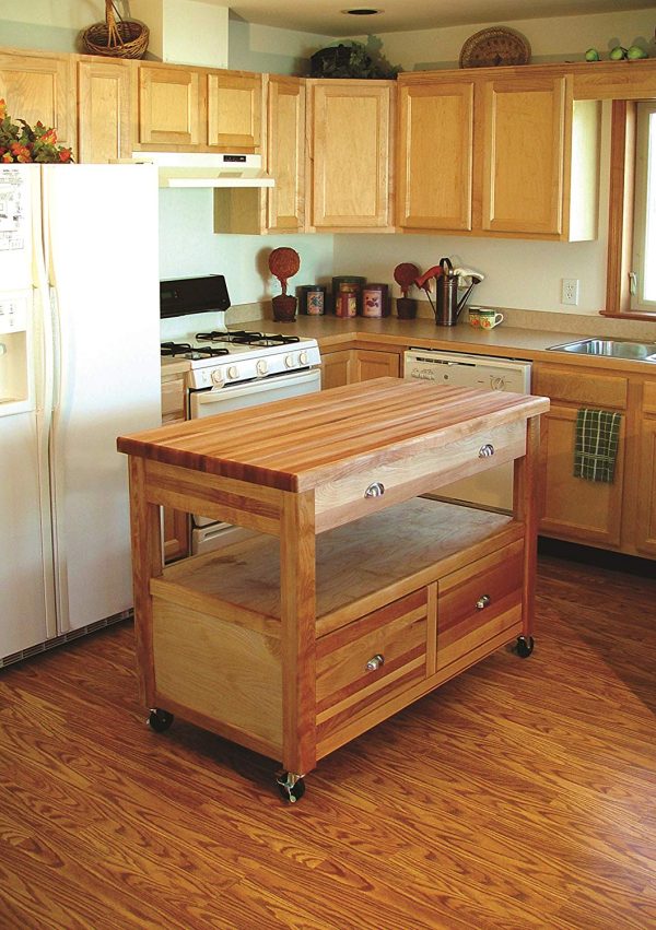 Kitchen Workstation Open Storage Butcher Block by Catskill 1426 For Sale