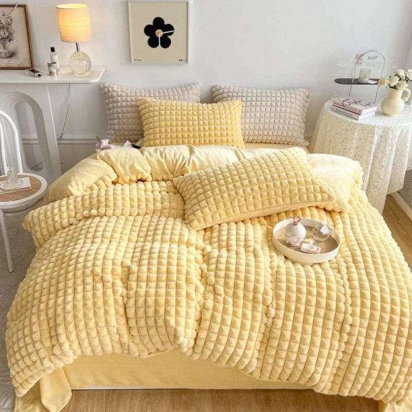 Fluffy Luxury Faux Rabbit Hair Velvet Comforter Set Online Sale