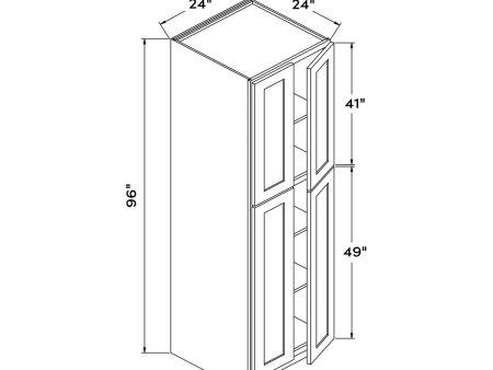 Gray Shaker 24 W x 96 H Pantry Cabinet by Craft For Sale