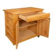 Natural Wood Kitchen Cart with Storage w  Locking Caster s 64024 Online now